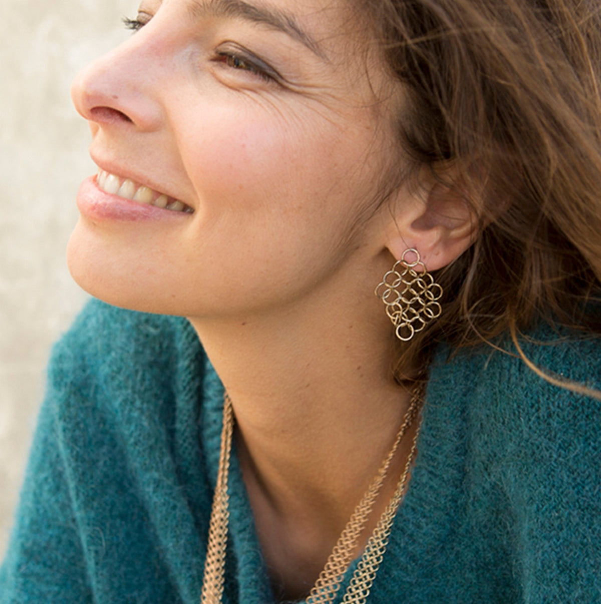 Louison Large Mesh Earrings Gold