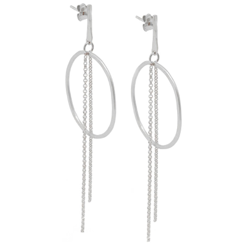 Justine Long Chain Earrings Silver