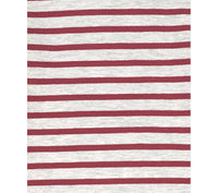 Closeup of organic cotton material white and red striped