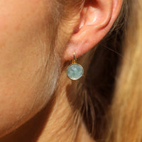 Pom Crystal Earrings Short Light Blue