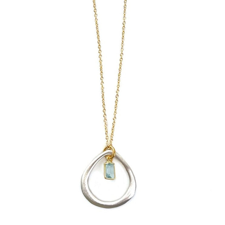 Drop w. Hydro Quartz Necklace - Silver and Vermeil