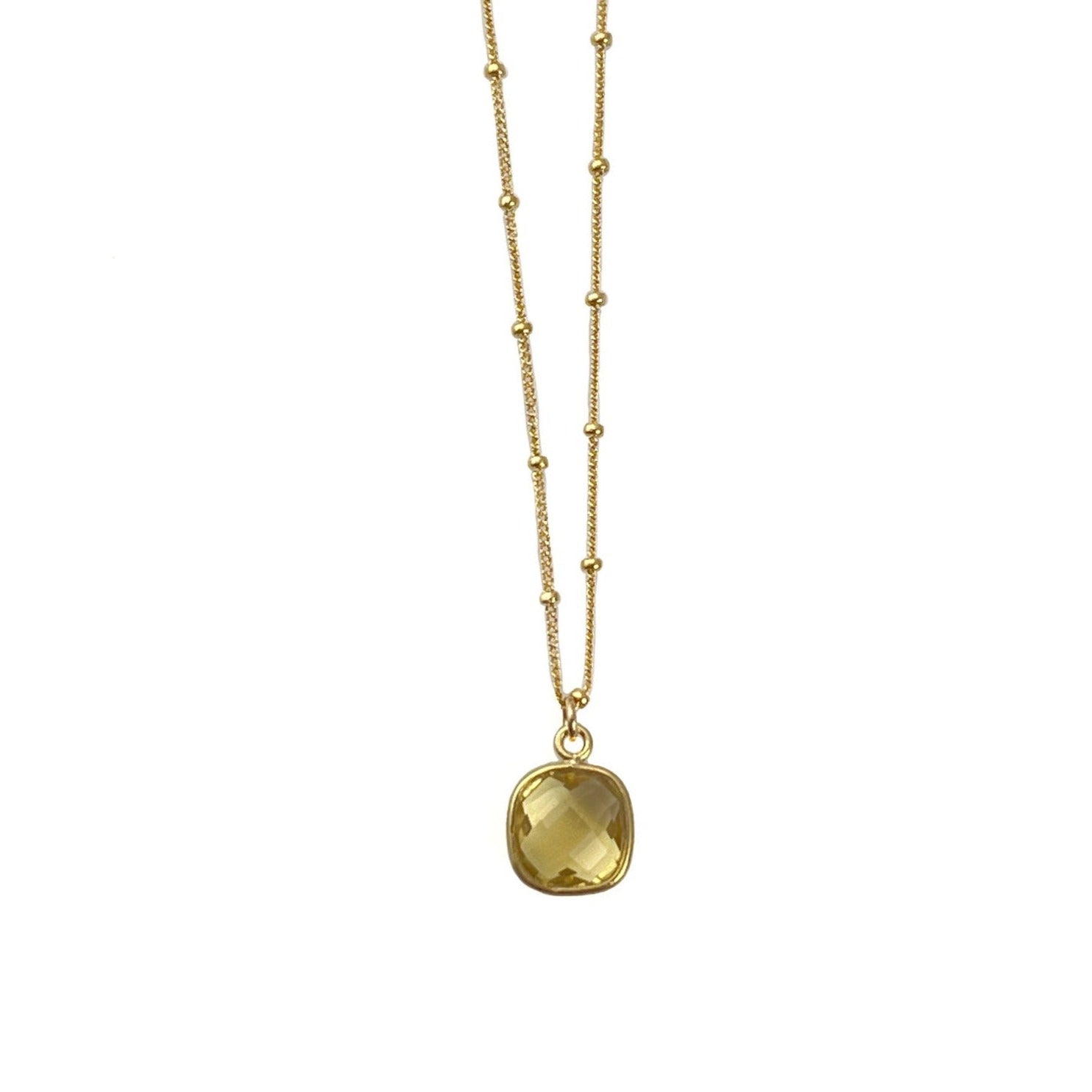 Square Faceted Citrine Necklace