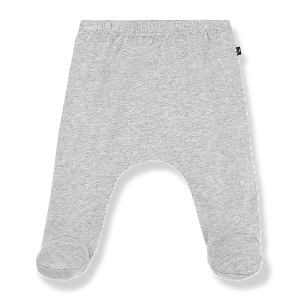 Grey organic cotton leggings for baby with feet