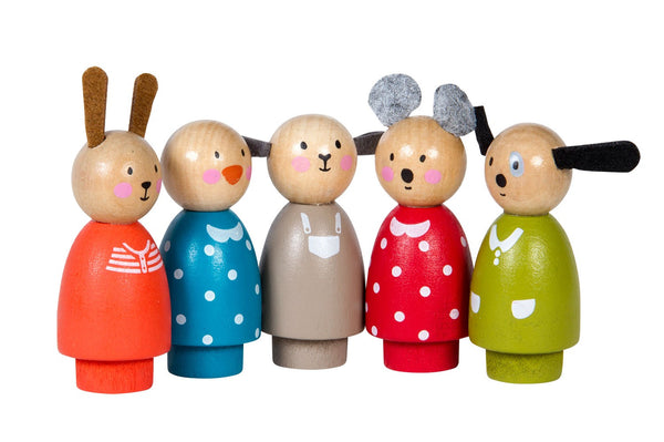 Five Assorted Wooden Characters