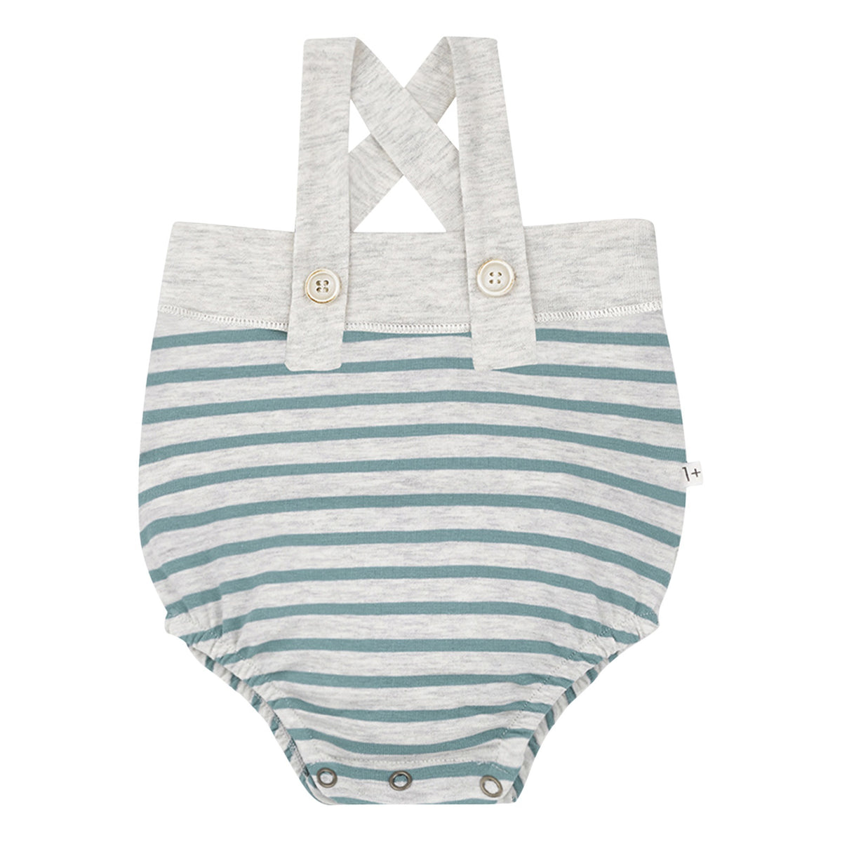 White and green striped baby romper 