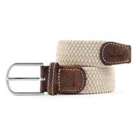 Braided Belt Sandy Beige with brown leather finish