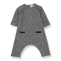 Black and white striped - grey look -  jumpsuit for baby, pocket detail