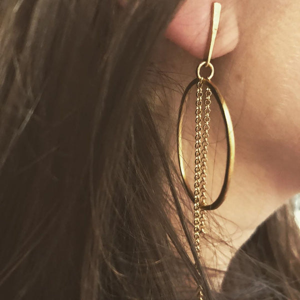 Justine Long Chain Earrings Gold