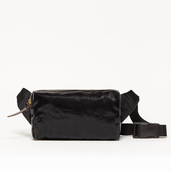 Bumbag in black coated linen