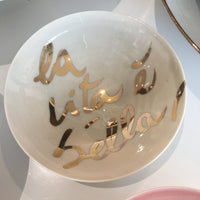 Coloured Bowls with Gold Writing