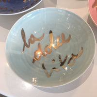 Coloured Bowls with Gold Writing