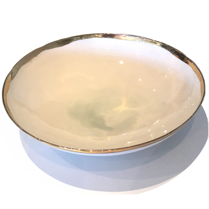 Golden Rimmed Extra Large Bowl - Grey