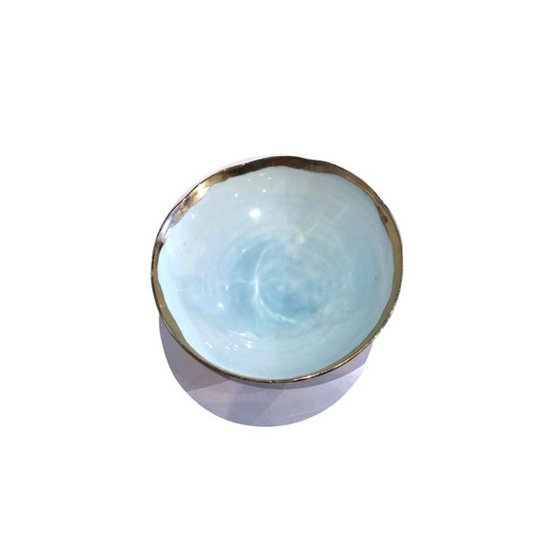 Golden Rimmed Mini 8cm Bowl - Light Blue