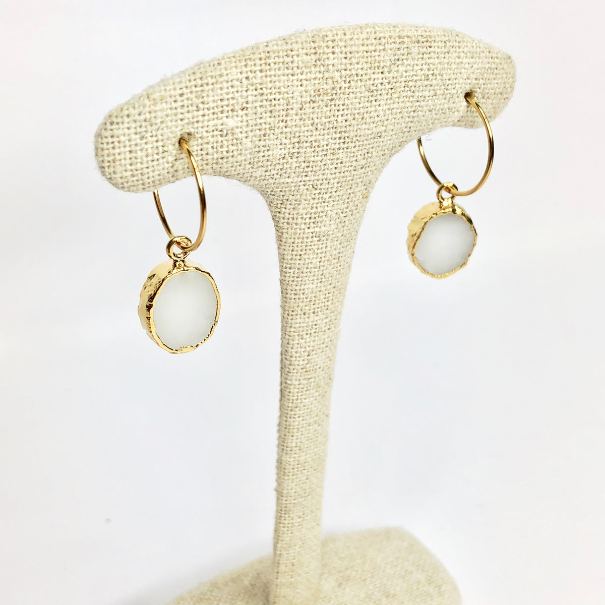 Kara Earrings White Agate