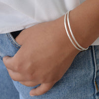 Kam Double Bangle Bracelet - Silver