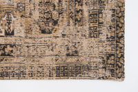 Corner view of warm beige distressed rug