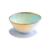 Golden Rimmed Mini 8cm Bowl - Light Blue