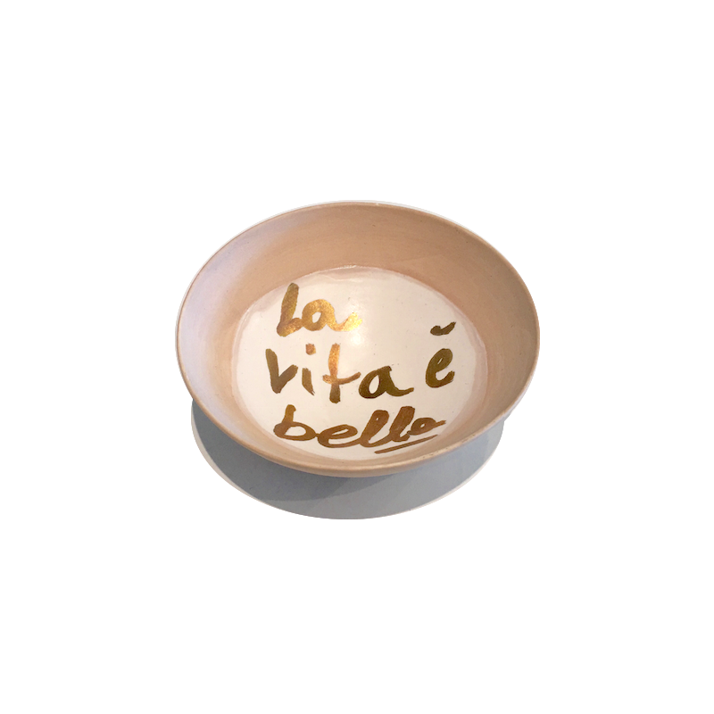 Mini Porcelain Bowl with Gold Writing