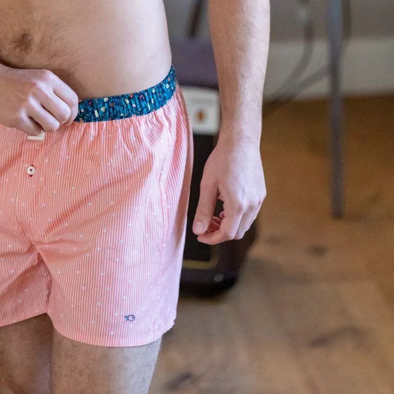 Cotton Boxer Shorts in Pinky Stripes