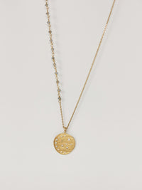Sharm Necklace - Labradorite & Moonlight Zirconium Medallion