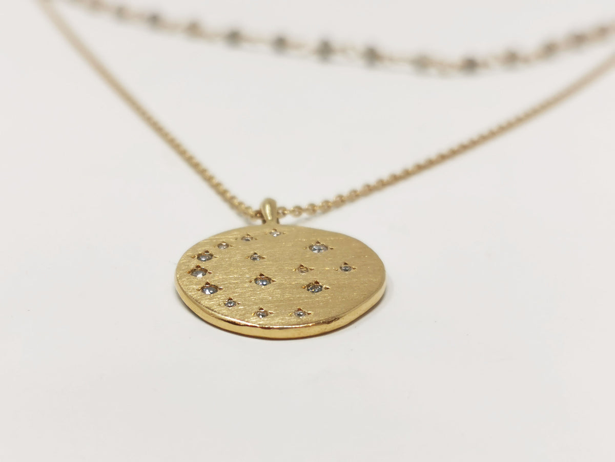 Sharm Necklace - Labradorite & Moonlight Zirconium Medallion