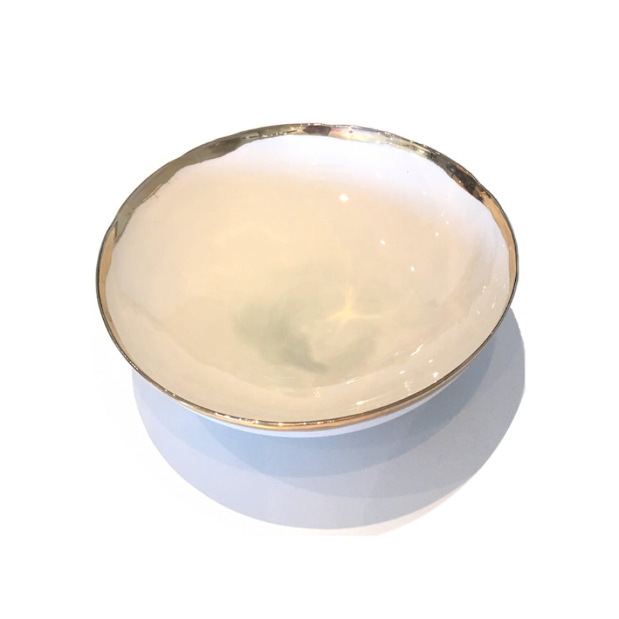 Golden Rimmed Small Bowl - Pearl Grey