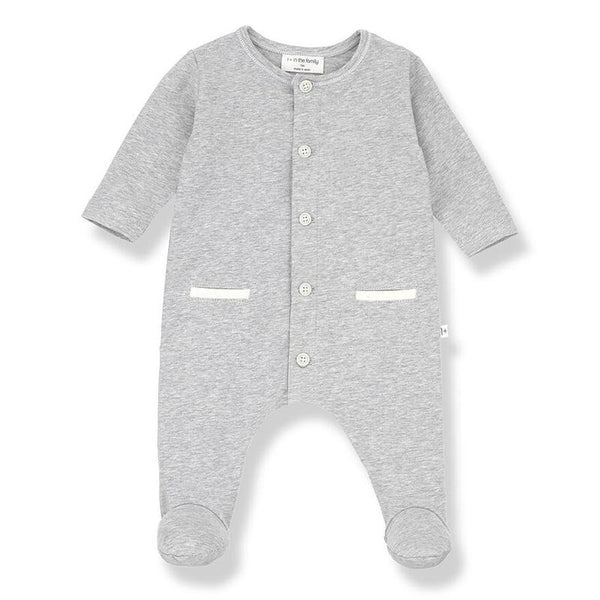 grey long sleeve jumpsuit for baby with feet 