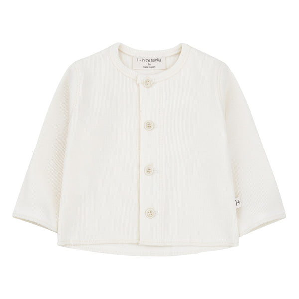 Organic cotton mix jersey white button up for baby