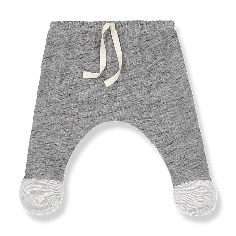 Grey leggings with white socks attached in organic cotton front view