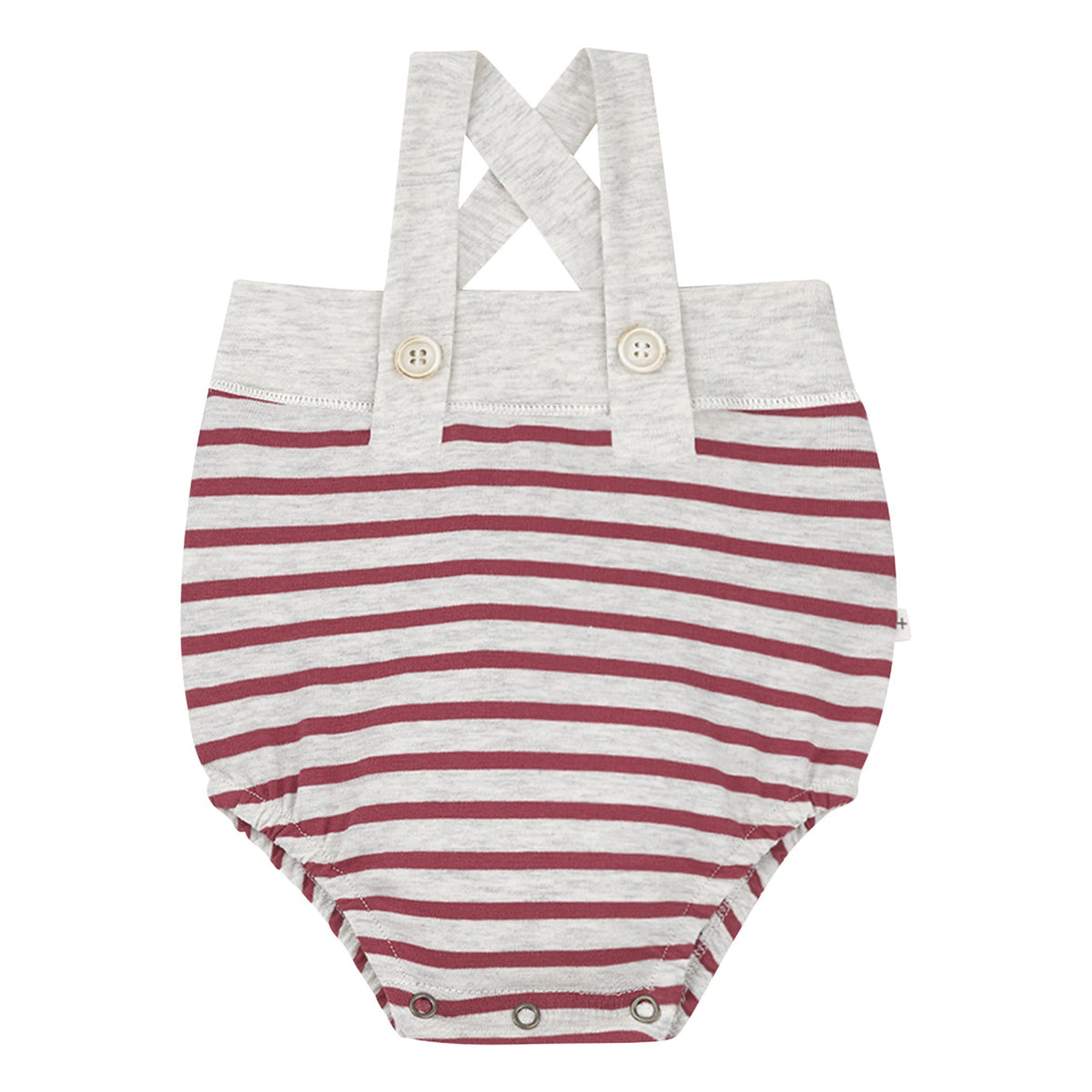 Red and white striped baby romper 