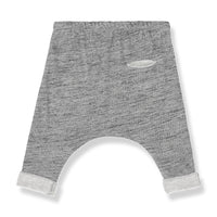 Organic cotton grey pants for baby with back pocket detail