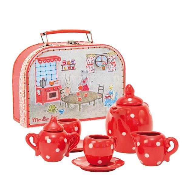 La Grande Famille Red Ceramic Tea Set