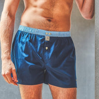 Men's Cotton Boxer Shorts - Navy Blue Check