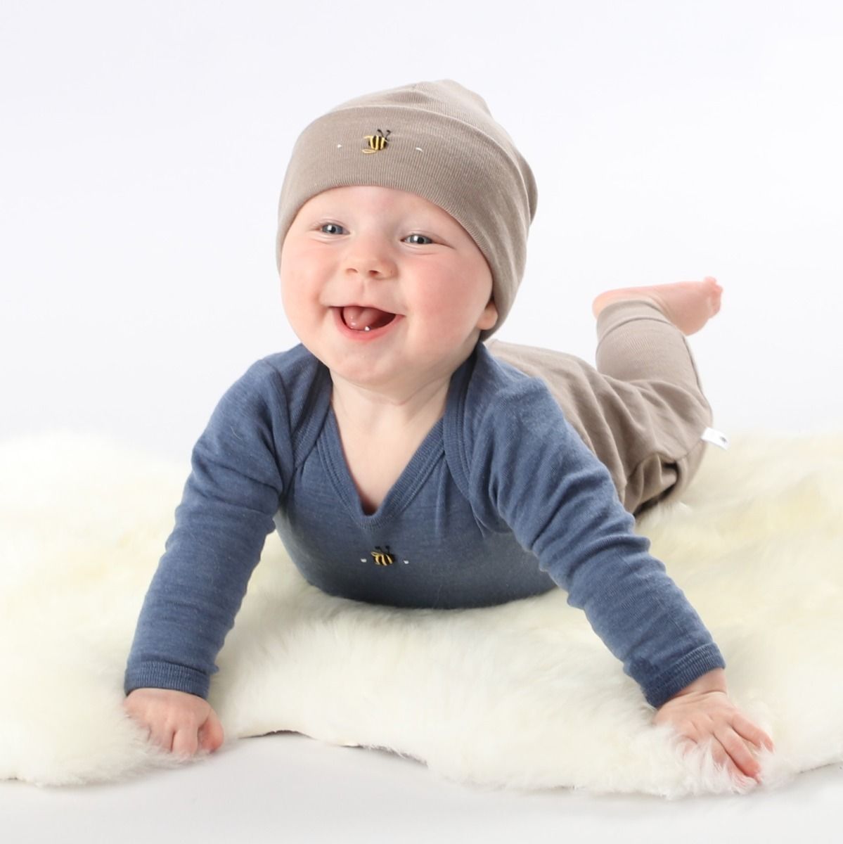 Merino Bodysuit Denim Bee